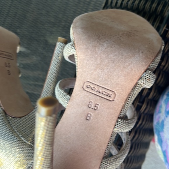 Coach 8.5 Laila Dot Met evening Leather high heels pump shoes sandals stiletto - Picture 6 of 14